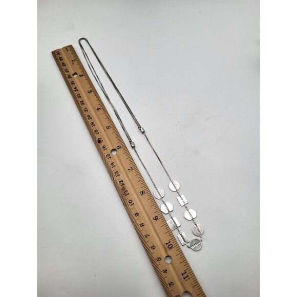 Madewell Holding Pattern Necklace Silver Tone Geometric Shapes Adjustable Slide - Picture 6 of 7